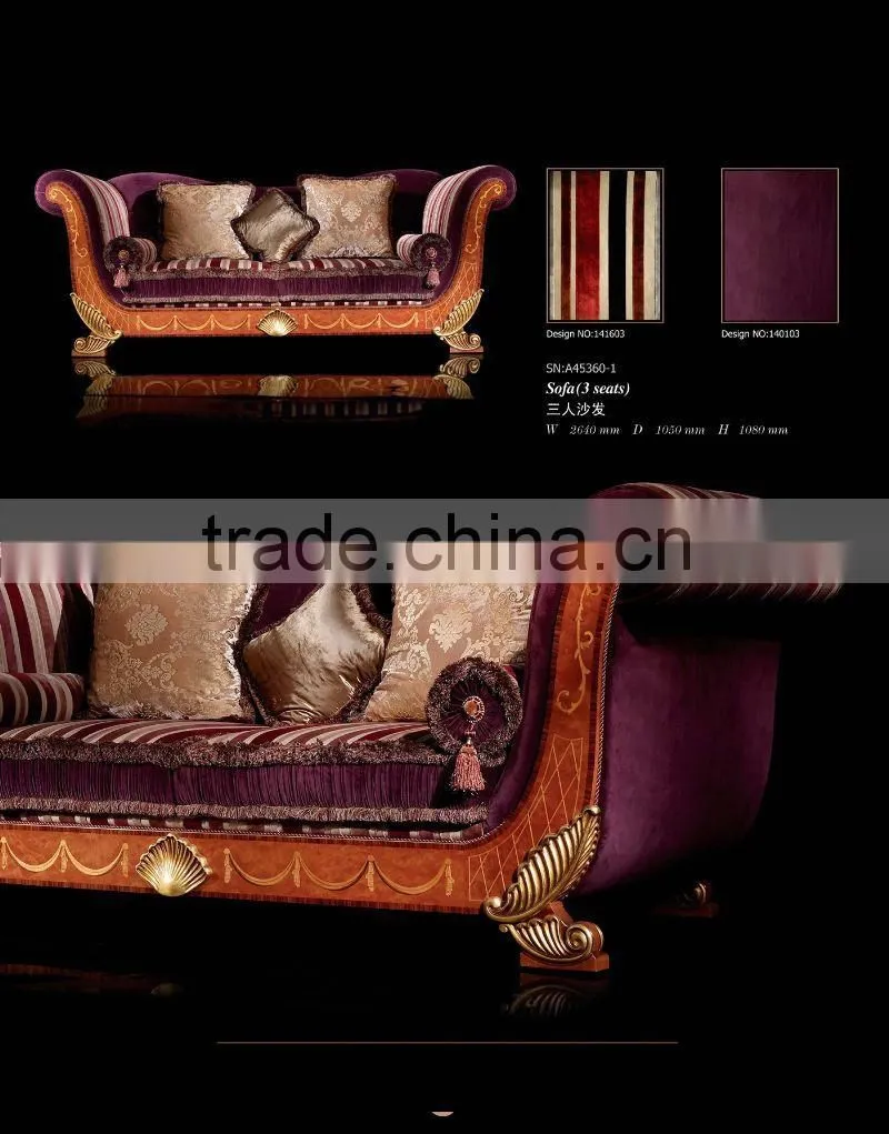Luxury royal design living room furniture classic sectional sofa set antique sofa A45160