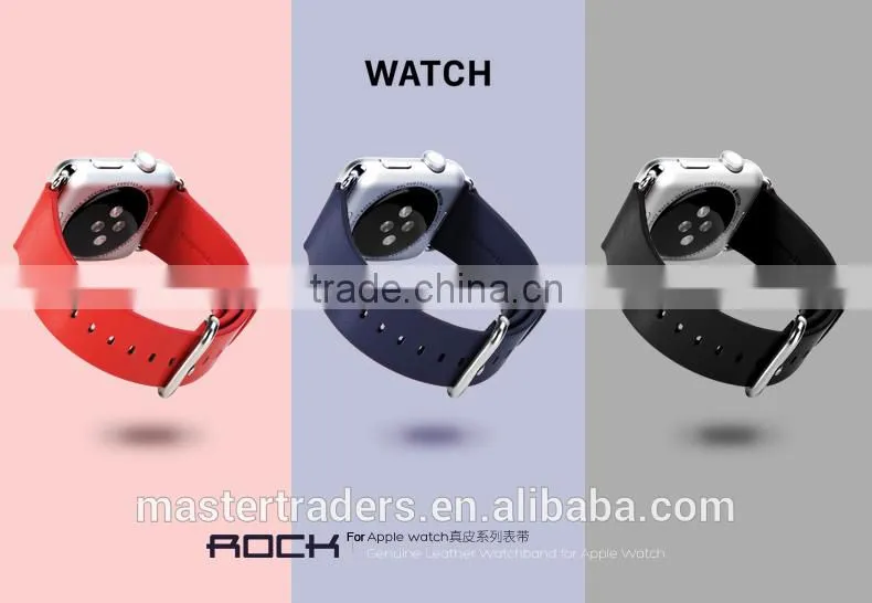 Original Rock 38MM Buckle Genuine Leather Watch Band Wrist Strap With 12 Holes For Apple Watch MT-3510