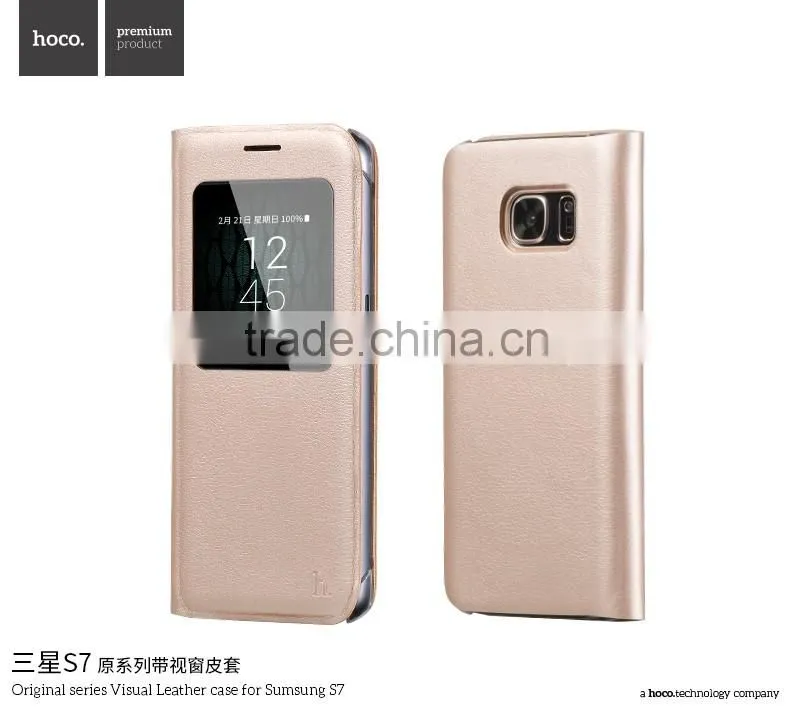 Hoco Flip PU Leather Case For Samsung S7 Original Series Leather View Window Protective Case For S7 TB-0259