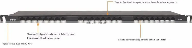 19 inch patch panel, cat6 patch, 0.5u height utp network panels