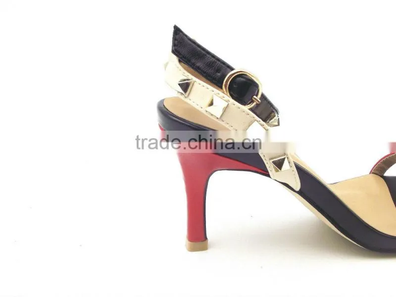 new fashion high heel office lady summer shoes with rivet