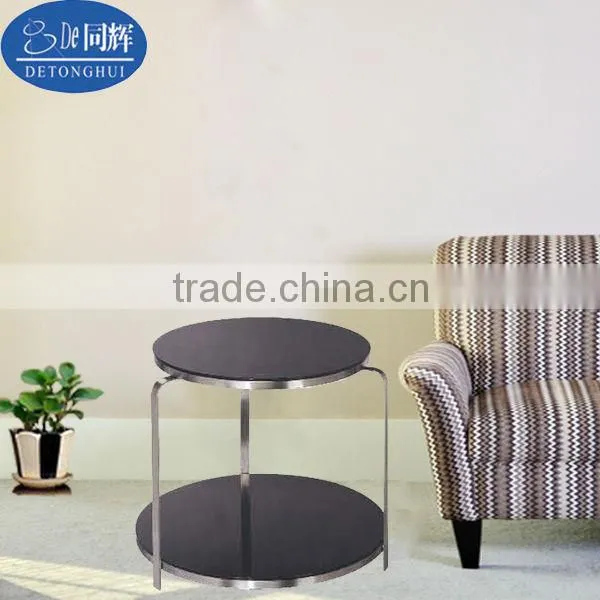 french style tempering glass round ending table(056)