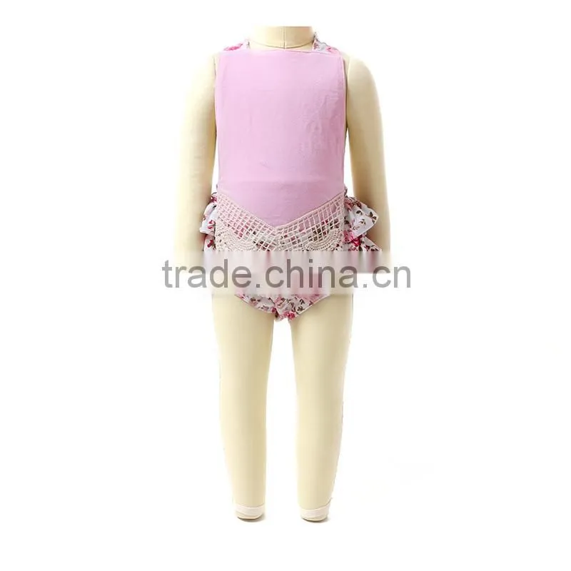 2016 wholesale summer bodysuit cotton yarn baby kids clothes paillette top