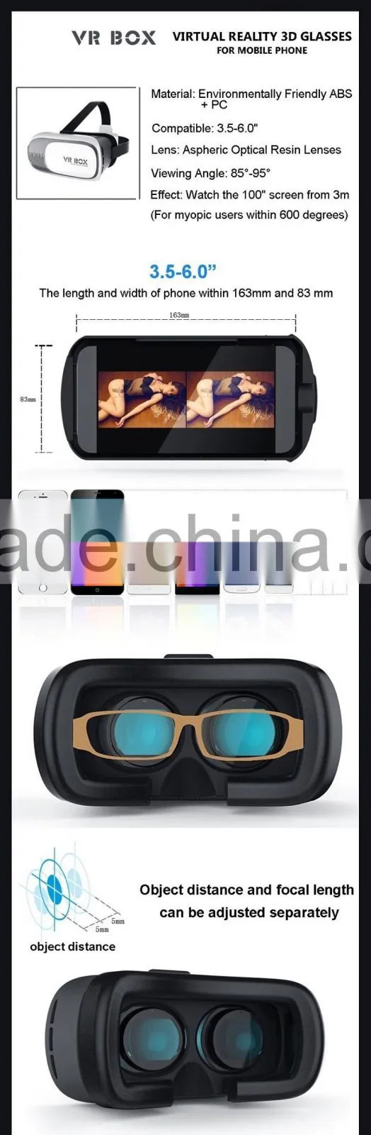 Head Mount Hot selling 3D VR 11 Virtual Reality Game GlassVR BOX 3d Glasses for mobile phone