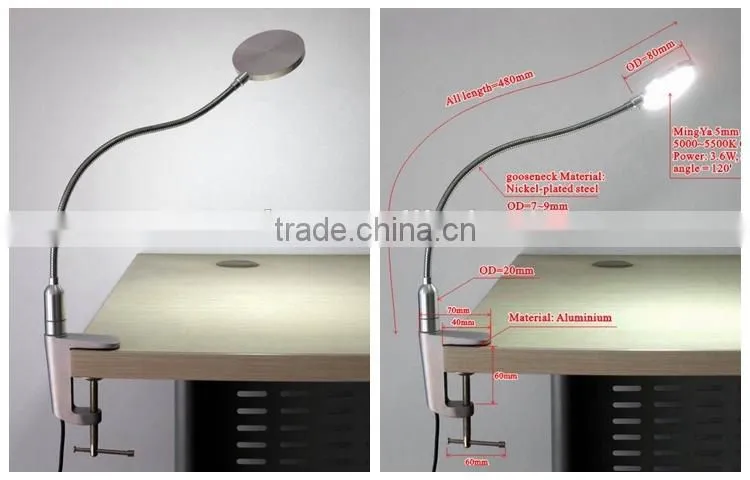 2014 The best LED table lamp for Hotel/ school/ children downlight with touch switch and "F"shape clamp