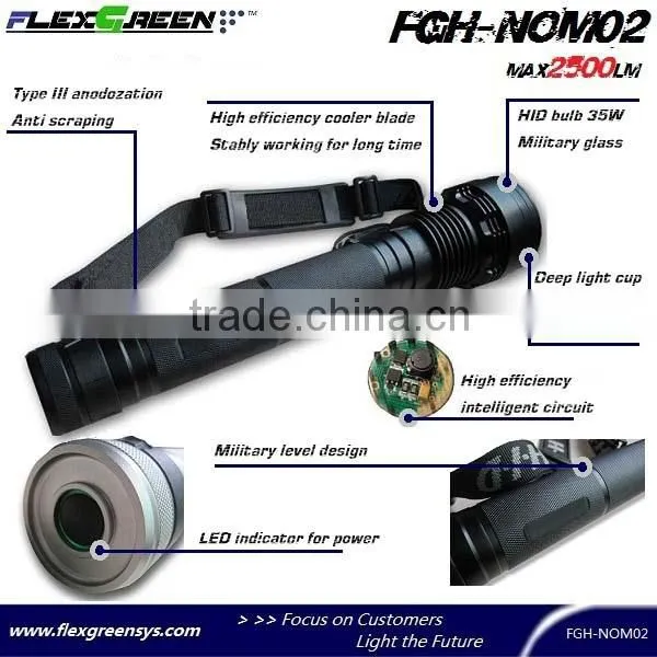 rechargeable 18650 battery 35W HID flashlight