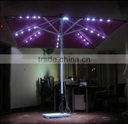 2015 most fashion double layer 3m*3m automatic solar umbrella with led lights, sensor and remote control