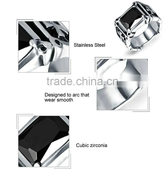 zircon jewelry for men popular 2016 stainless steel middle finger ring
