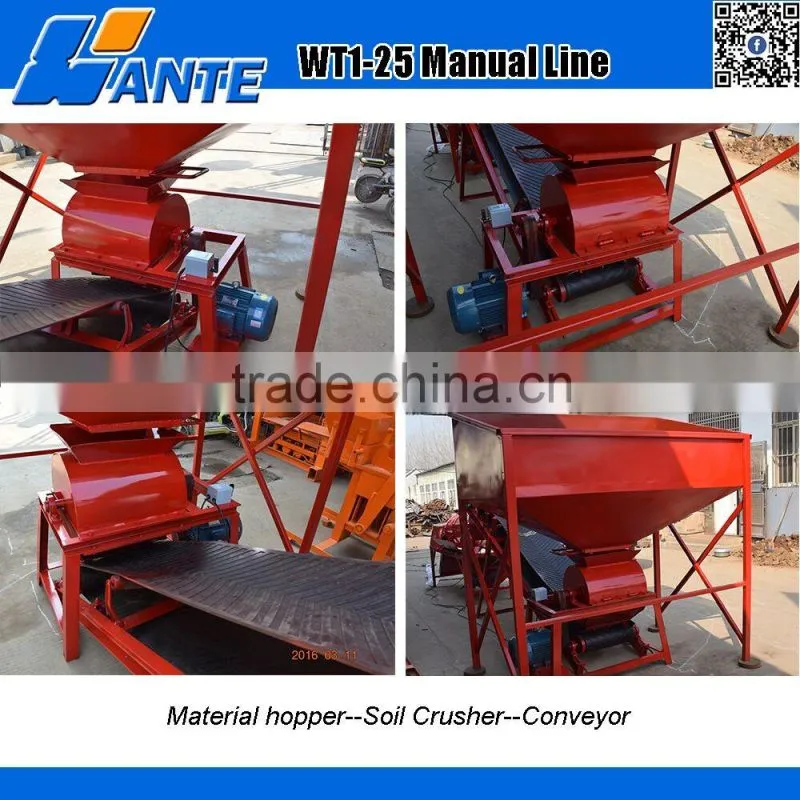 High quality best selling WT1-25 hand press soil brick making machine clay interlocking pavers