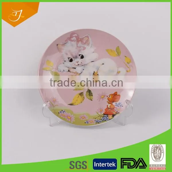 Ceramic Plate With Lovely Cat Design , High Quality Ceramic Plate With Full Decal