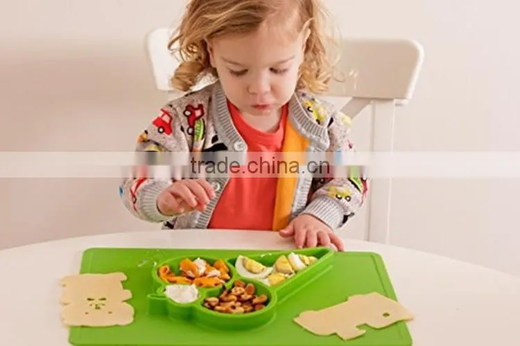 BPA Free Wholesale Non-slip Silicone Baby Placemat Plate