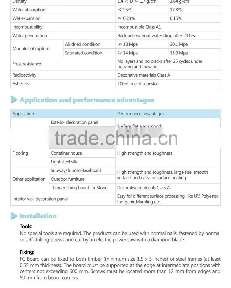 Australian code fibro cement compressed sheet 18mm*1200mm*2700mm
