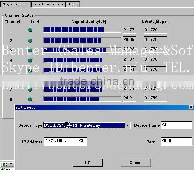 dvb-s2 to ip mpts headend(DisEqc/22KHz,8*DVB-S2 in,IP/UDP(8 MPTS multicast) Gigabit out)