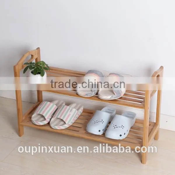 2tiers self-assembly DIY shoe racks,potable bamboo shoe organzier