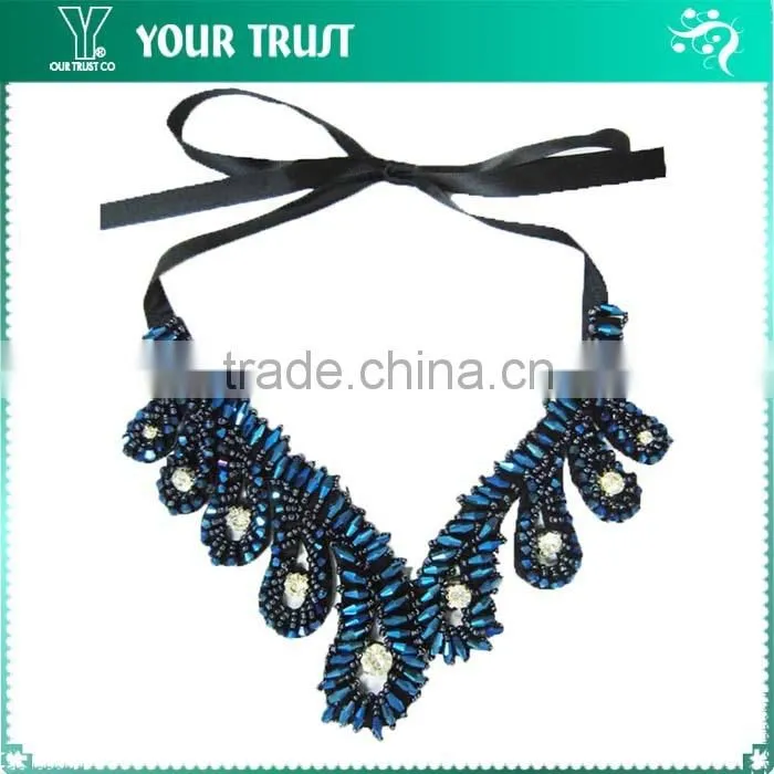 Gray V Bead, Rhinestone Tassel wholesale Neckline Rhinestone