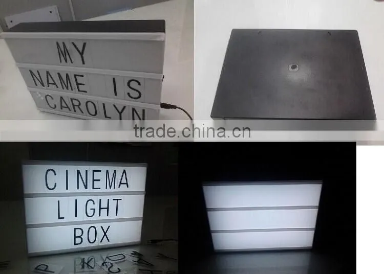 Black shell ABS material cinema light box with Interchangeable 85 letters (A4 size)