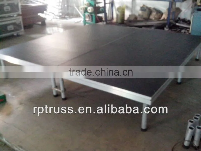 exhibition aluminium lighting stage truss,aluminium stage truss,trade show aluminium stage with glass plywood platform