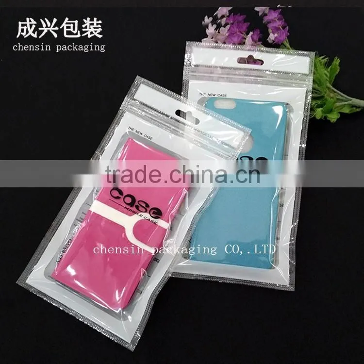 white printing plastic packaging for leather case/phone case packaging bag within zipper/rotogravure printing packaging