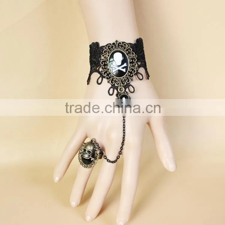 hallowmas skull vintage bracelet for women, vintage slave bracelet