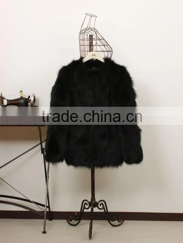 New fashion black high quality sex fox fur coat woman