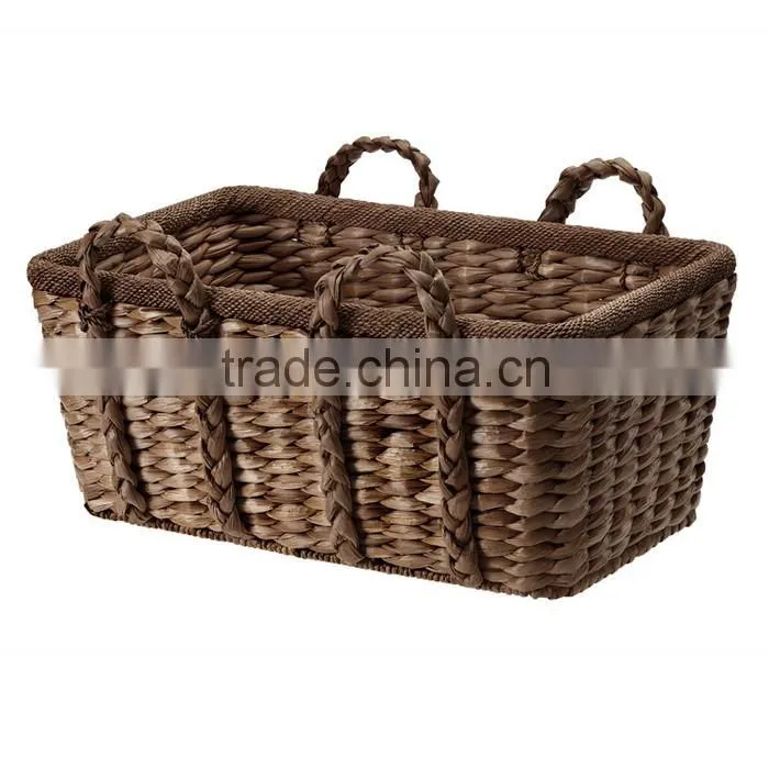 Rectangle natural seagrass storage basket with handles