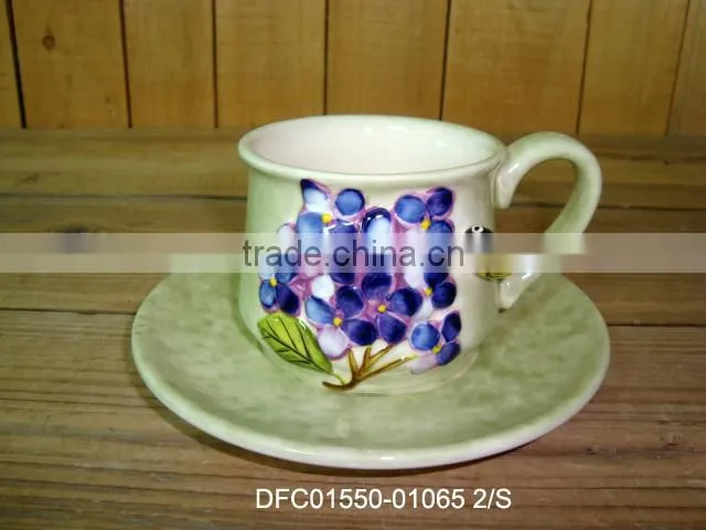 Hand-painted Ceramic Tea Cup and Saucer
