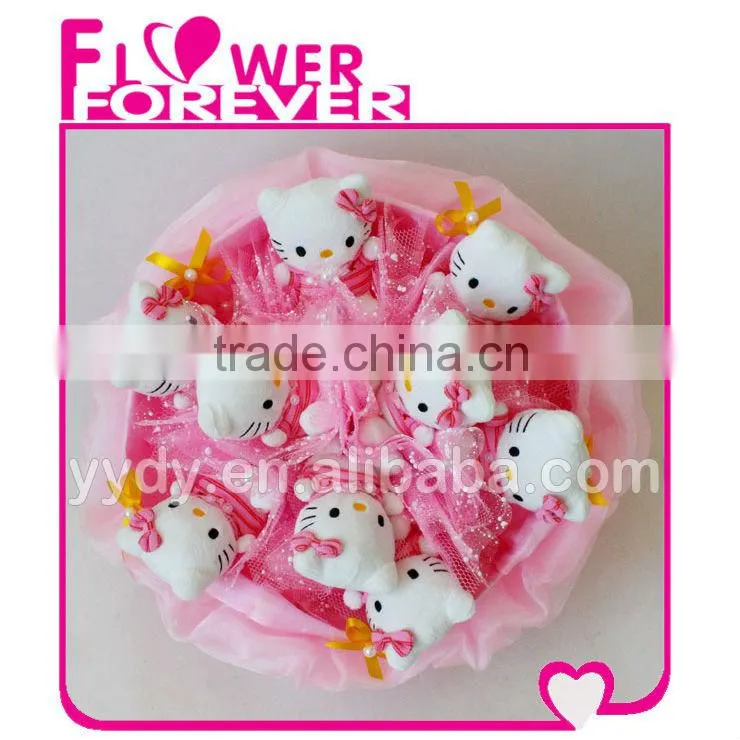 Lovely hello kitty flower plush valentines gift