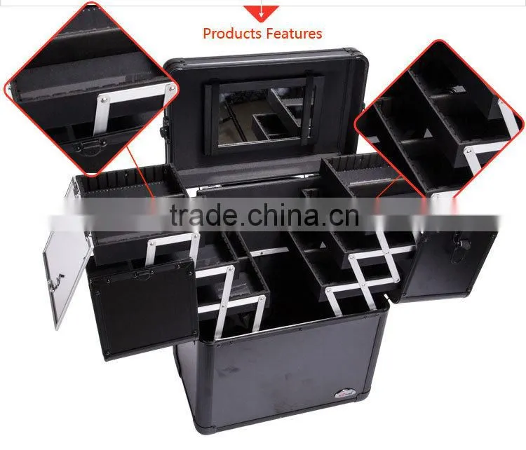 Wholesale Extra-Thick Aluminum Makeup Train Case Aluminum Travel Case