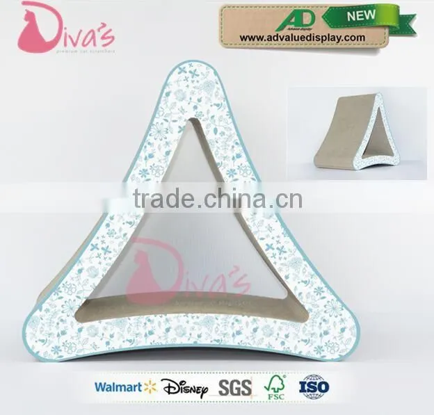 China supplier Trangle Three Sides Corrugated Cardboard Cat Scratcher Best cat scratch post