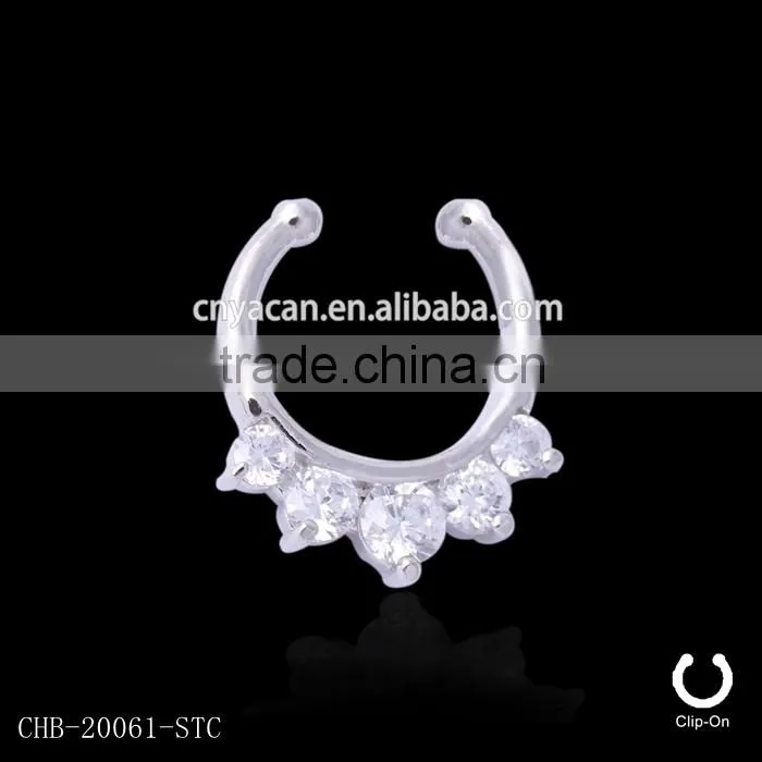 Five Paved Gem Gold IP colored nose ring