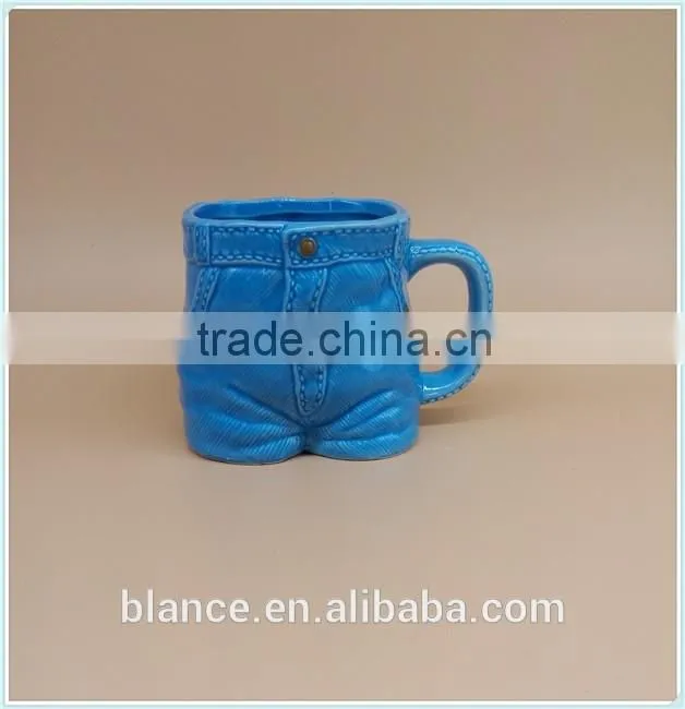 ceramic jeans mug in blue jeans design coffee cup