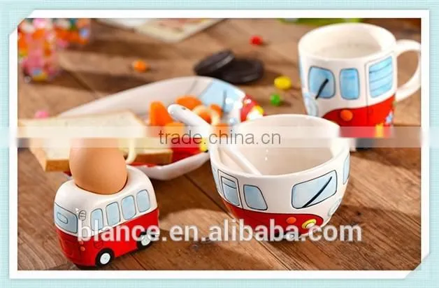 Camper Van VW design dinner set ceramic bus shape salt and pepper sets
