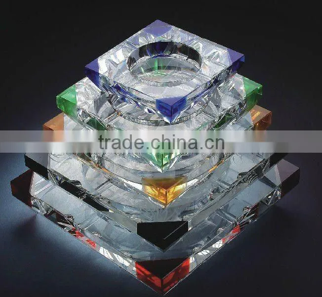 small order crystal ashtray,crystal smoking accessory with engraved logo color (R-1011