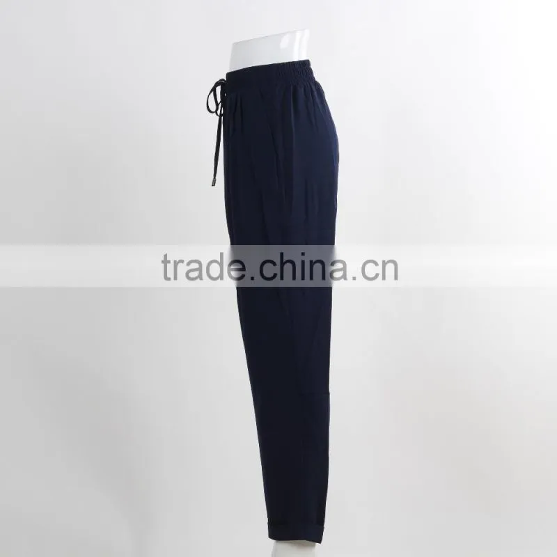F5S30043 Casual Dark Blue Women Slacks