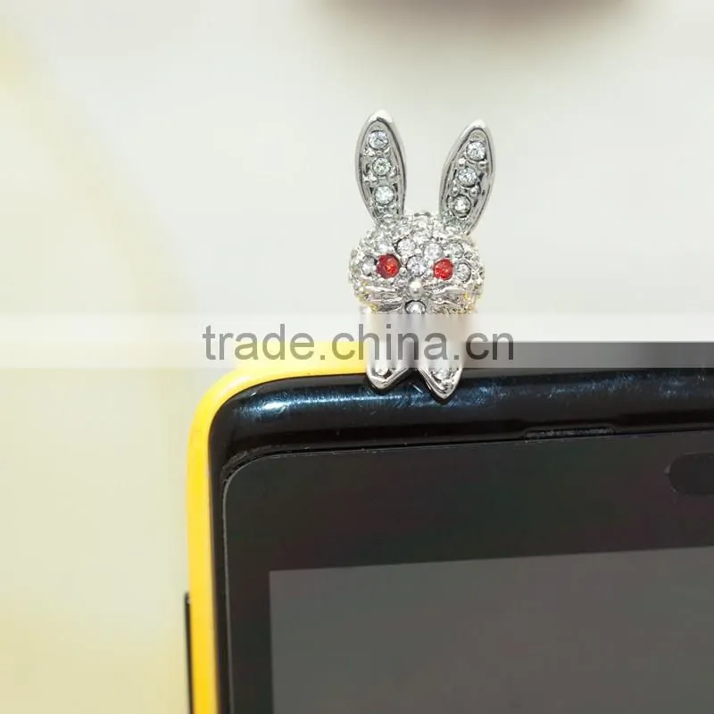 rhinestone dust plug luxurious rabbit earphone dust,promotion gift A48