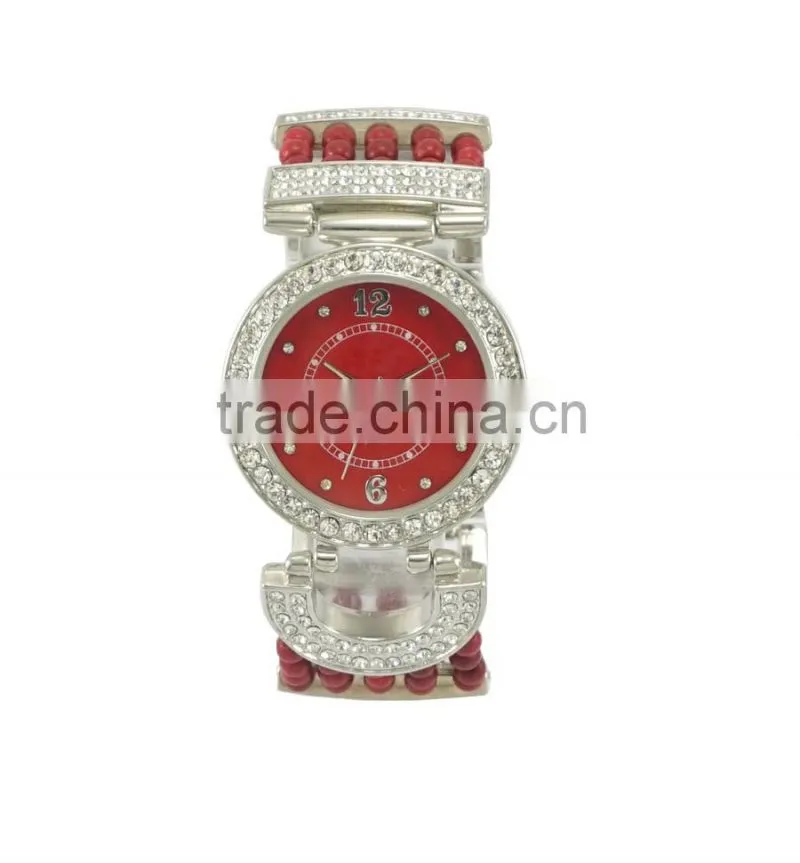 Fashion design colorful bead band Europe style wide band bracelt watches factory watch ladies casual