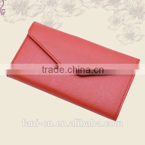 Wholesale multifunction cheap PU leather clutch purse with pen holder design for woman