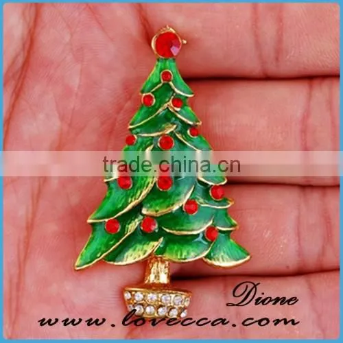 Fashion Cute Christmas Tree Stars Clear Crystal Brooches Pins Holiday Party
