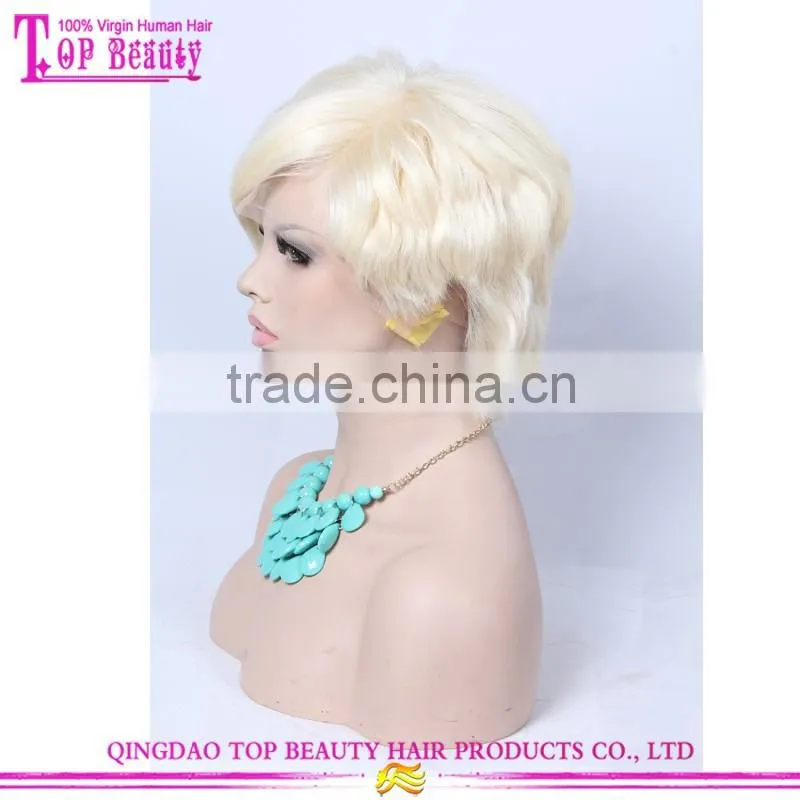 Fashion 8" Short hair Cut Ombre 613 Blonde Brazilian Human Virgin Hair Bob Lace wig