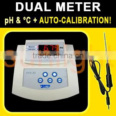 Economical Bench-type pH Meter, pH and Temperature 2 in 1 Meter, ATC, PHS-3