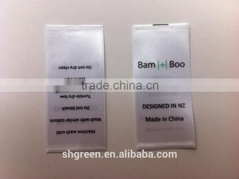 Washing care label with double sides printing