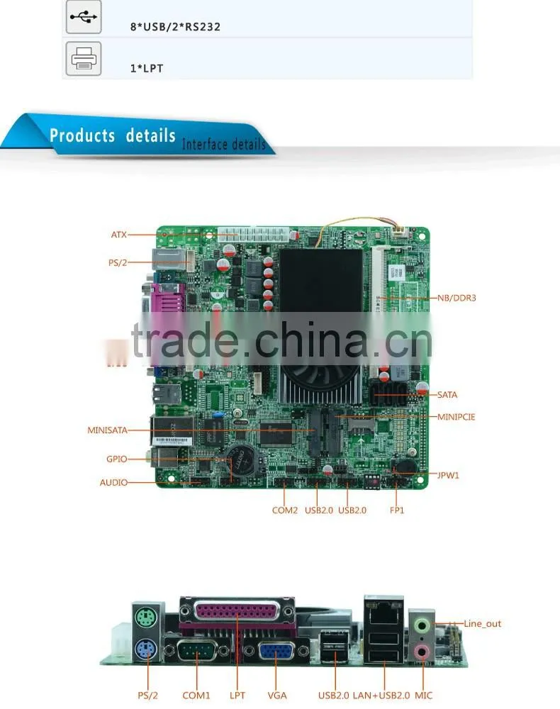 x86 embedded motherboard OEM/ODM motherboard with integrated processor