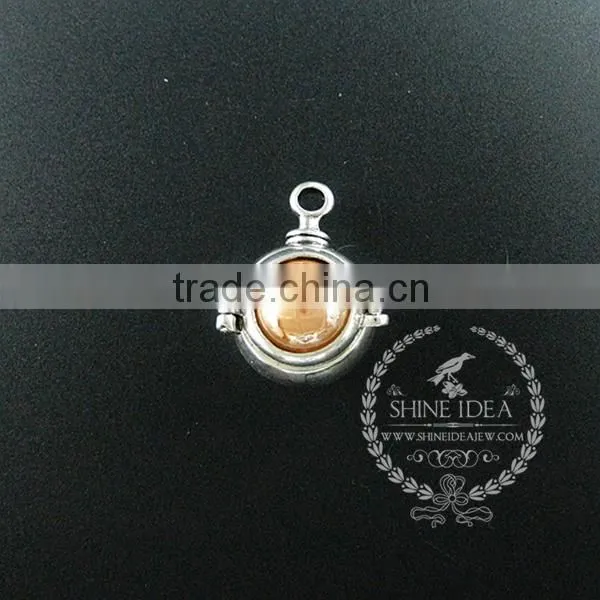 22mm round setting silver platd steam punk blue,orange,green,purple,sky blue and champage ceramic DIY pendant charm 1830068