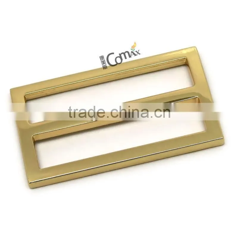 Square gold metal tri-glide buckle for bag