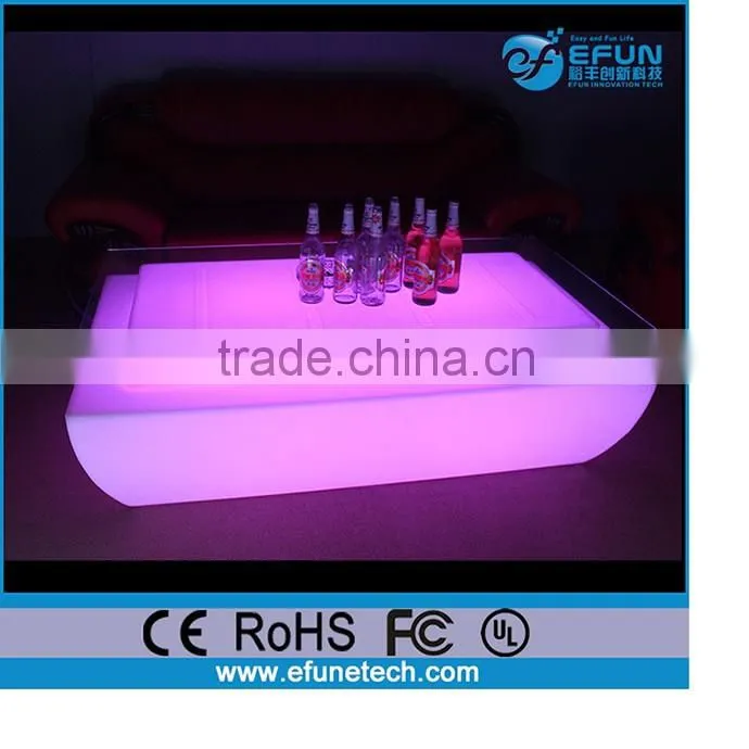 plastic rgb color change illuminated long cocktail table,party/wedding/salon led outdoor table