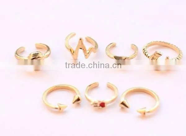 Fashion new 2016 rings jewelry cute gold plated alloy Knuckle ring