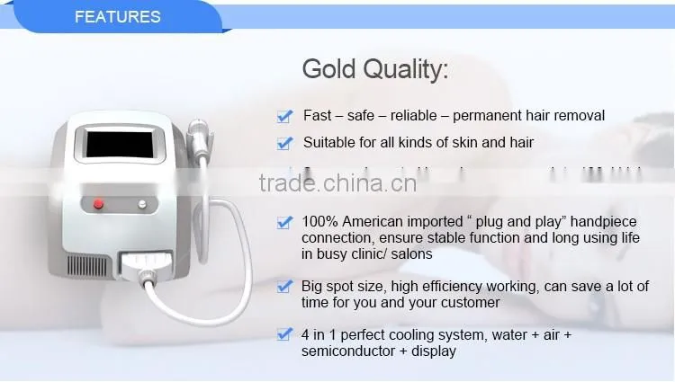 2016 painless wax hair removal ! 808nm diode laser hair removal machine for salon use