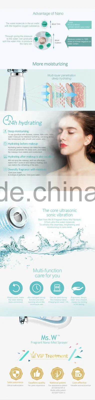 High Quality Mini Steamer Use Nano Core Technique Sonic Vibration Deeply Moisturizing For Facial Skin ST-F806