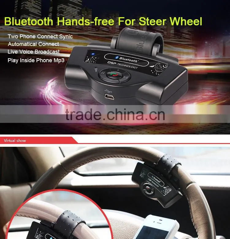 In-car Wireless FM Transmitter Car Charger MP3 Player Bluetooth Hand-Free For Steer Wheel