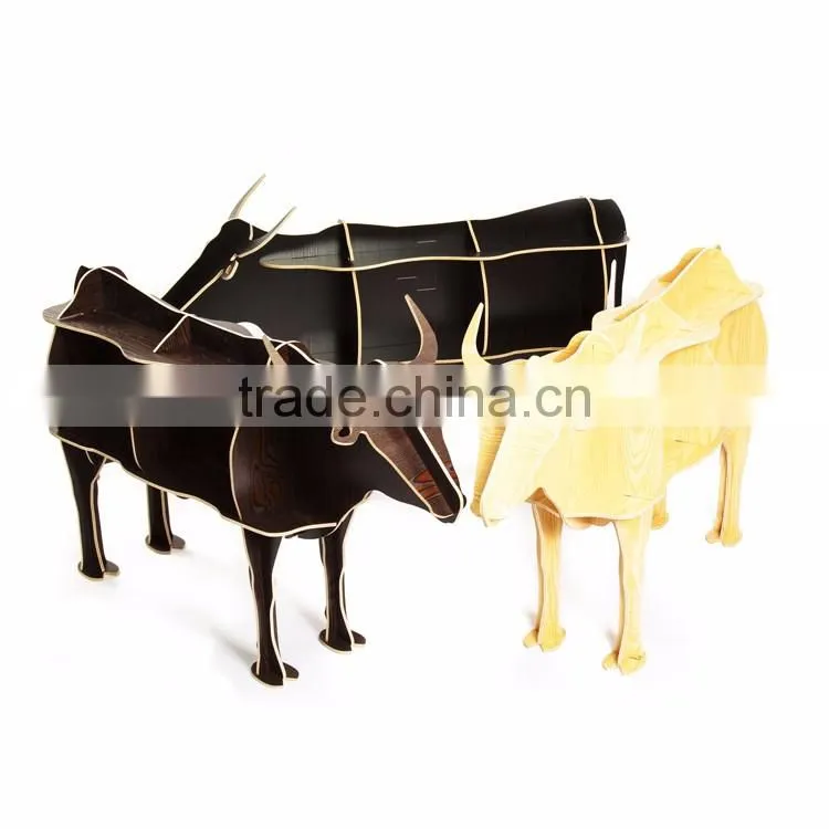 Cattle Puzzle Table,Creative Animal Furniture,MDF DIY Assembled CattleTable For Fashion Living Room,Wooden Animal Furniture